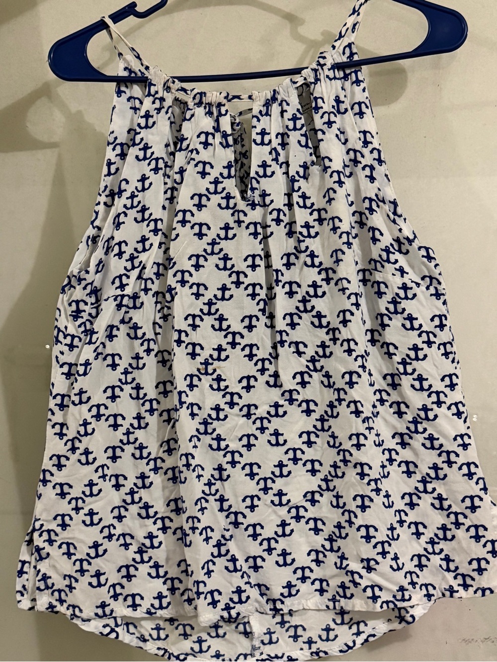 Women’s White & Navy Anchor Print Halter Tank Top